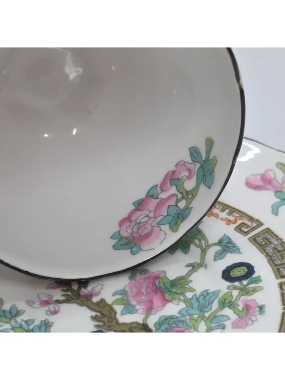 Grosvenor Bone China Indian Tree Demitasse Cup & Saucer Set Made In England 50's